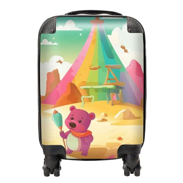 Warren Reed Purple Bear On A Beach Holiday Suitcase