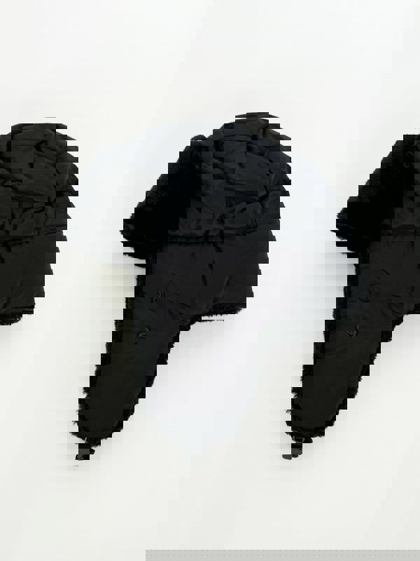 SVNX Black Lined Trapper Hat With Detachable Mouth Cover