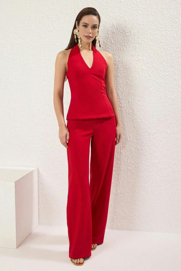 WOVCOR V-Neck Woven Jumpsuit