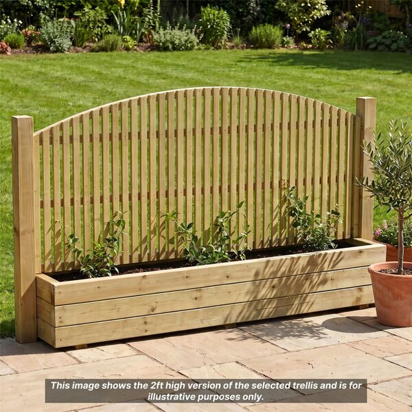Premier Garden Supplies Florence Fence Panel Topper Garden Trellis 6ft x 1-4ft Decorative Arched Fencing Wall-Mount Privacy Balcony Patio Screen - Wood - 3, 4 or 5