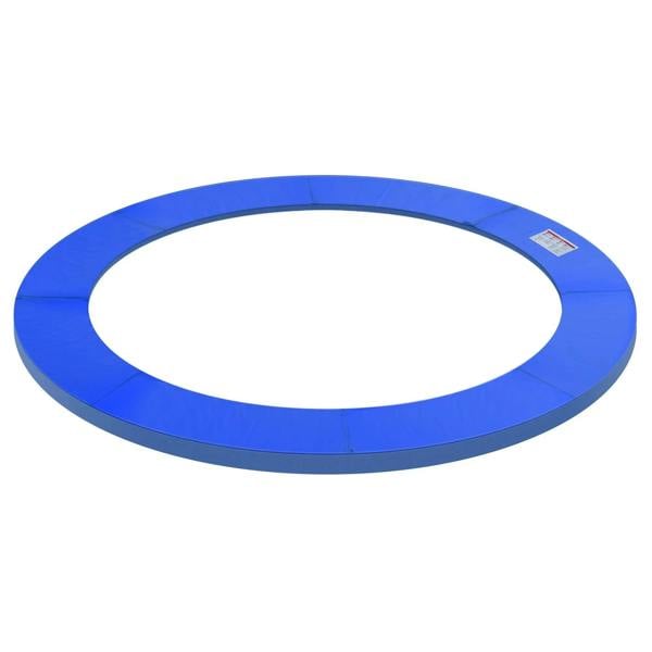 Blue 8ft trampoline safety surround pad with circular cutout and reinforced seams
