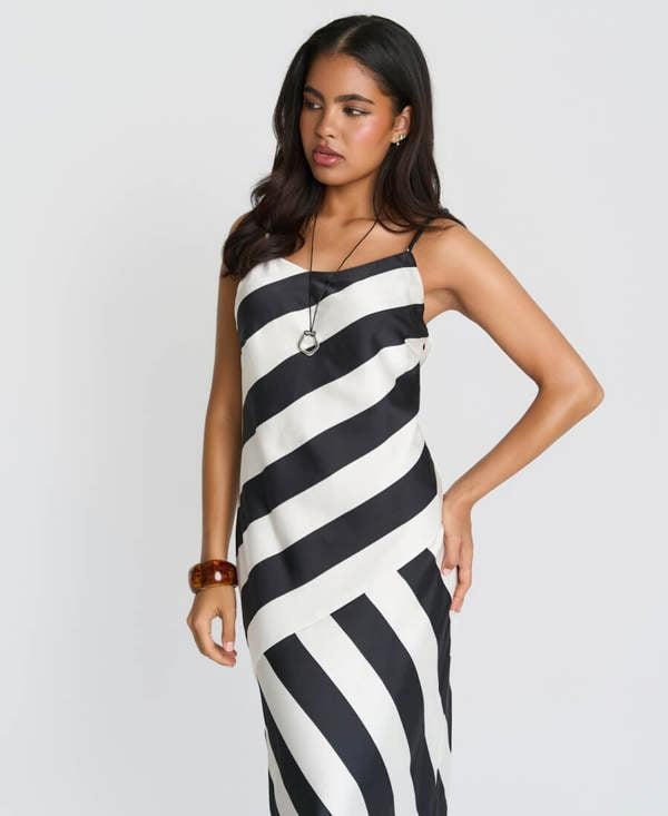 Needs No Label Mono Stripe Maxi Dress