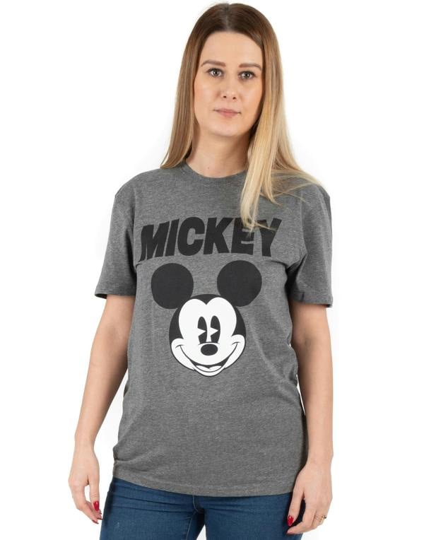 Disney Womens Grey Mickey Mouse Short Sleeved T-Shirt