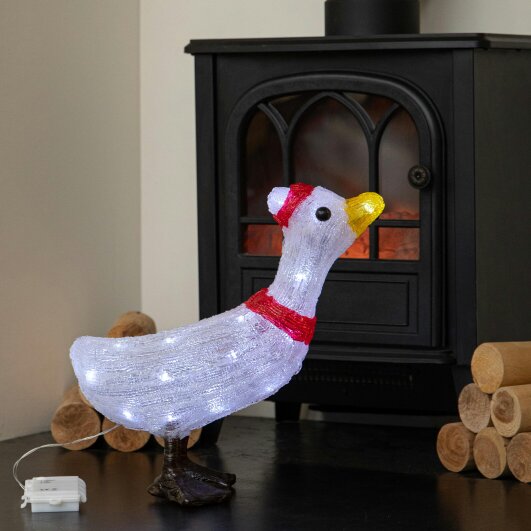 Samuel Alexander 39cm Light Up Christmas Goose Decoration with 30 White LEDs