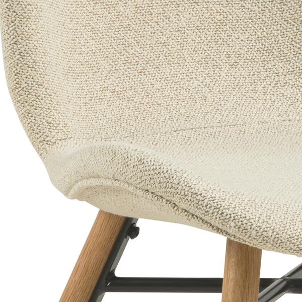 Furniture To Go Corby Round Dining Table with White Polished Marble Top & Black Base includes 4 Batilda Dining Chairs in Cream/Oak