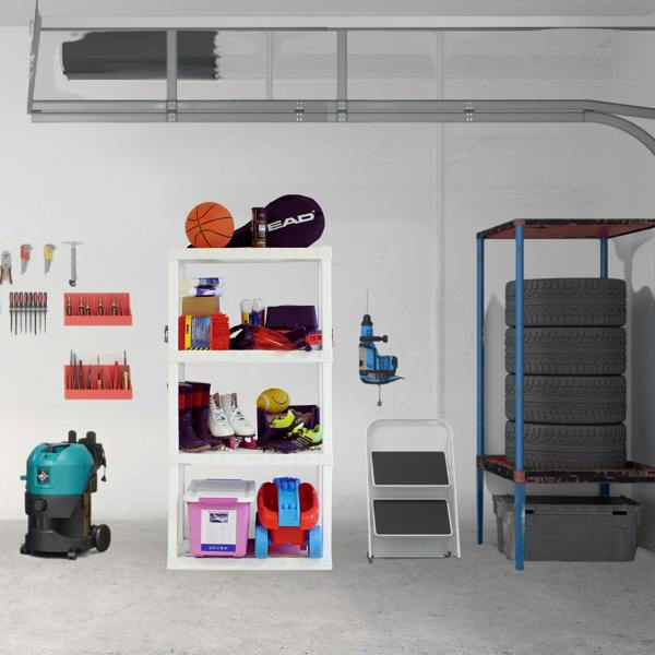 Oskar 4 Tier Shelves Garage Shelving Units Heavy Duty Storage Racking Shelf 35x76x144cm