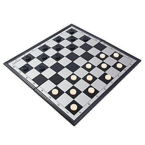 RUNNOW Magnet Chess Set Folding Chessboard Family Game 3 in 1 Chess Checkers Backgammon