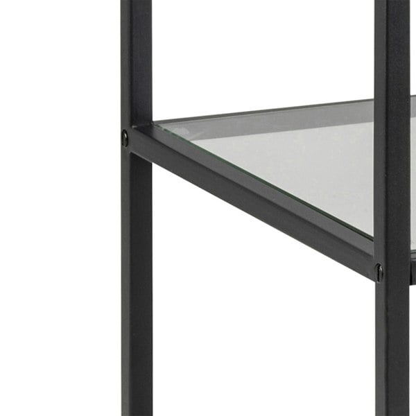 Furniture To Go Seaford Narrow Black Metal Bookcase with 2 Glass Shelves