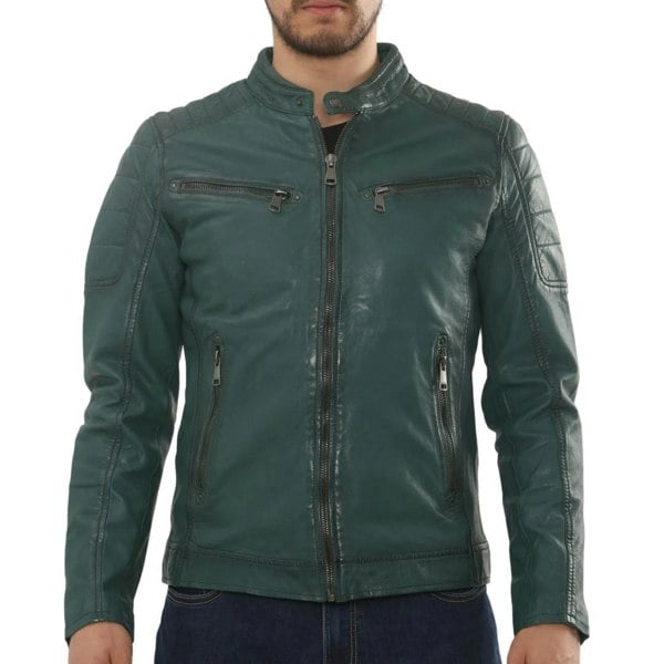 Leather Company Men's Lambskin Leather Motorcycle Jacket Slim Fit Biker Coat