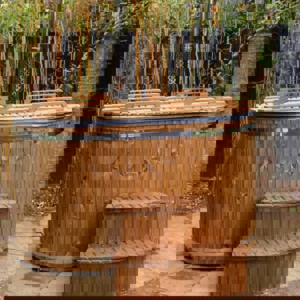 Wood Fired Ofuro Style Hot Tub, Fibreglass/ Liner, for couples.