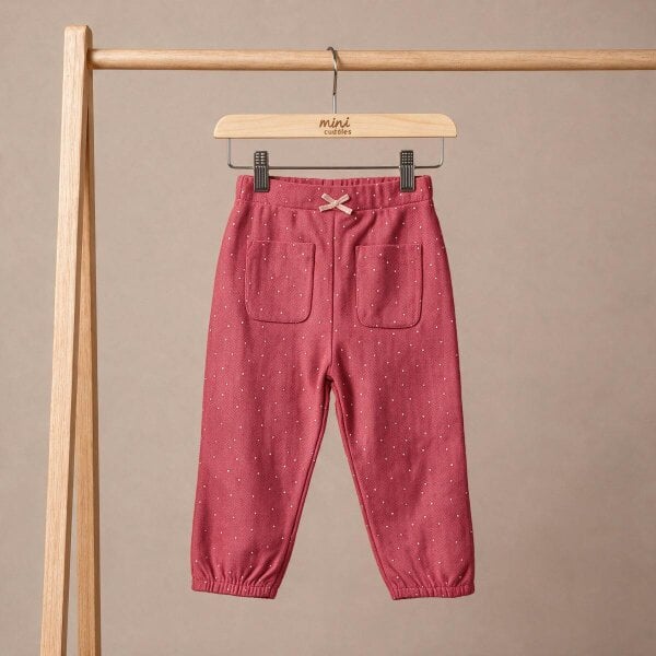 Mini Cuddles Polka Dots Joggers (Red)