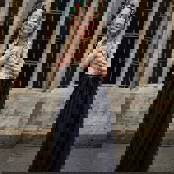 young flower girl smiling