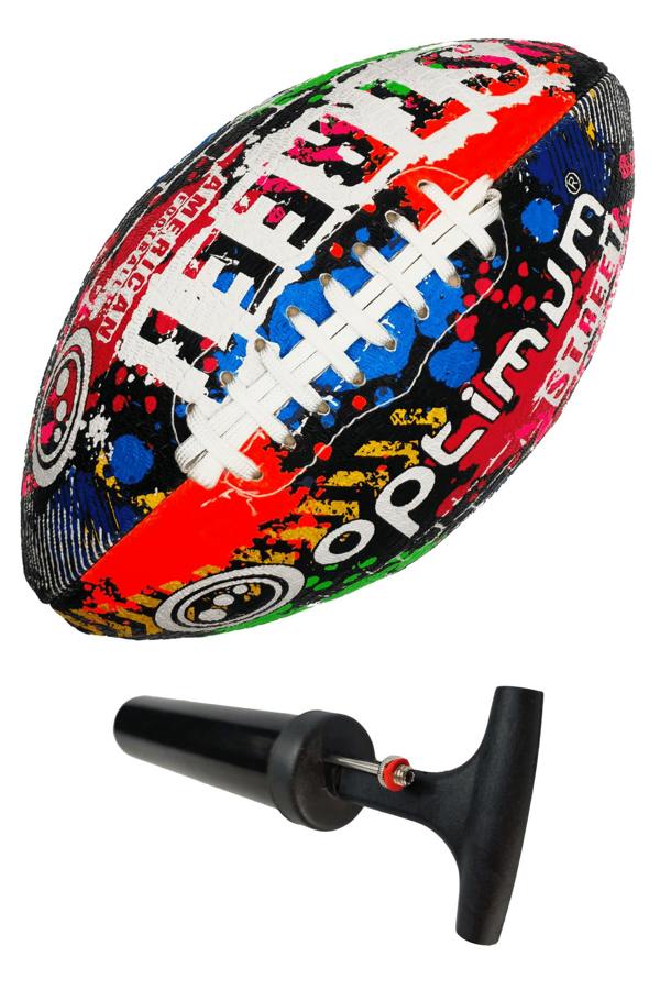 Graffiti-print Optimum Street American football with black hand pump below - Optimum