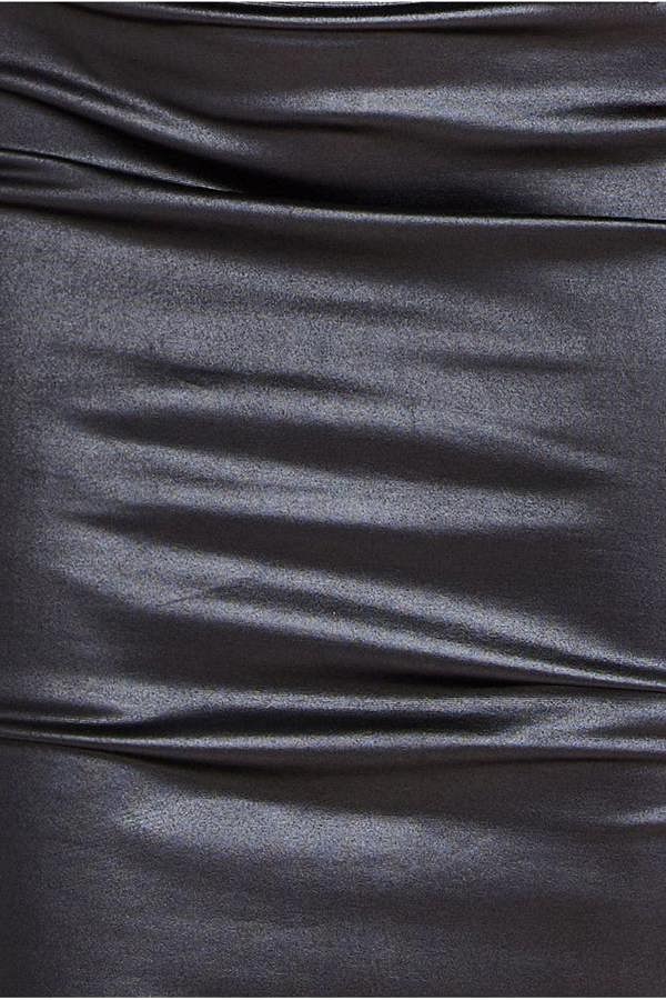 Faux Leather Cut Out Sheath Midi Dress - Black DR3724