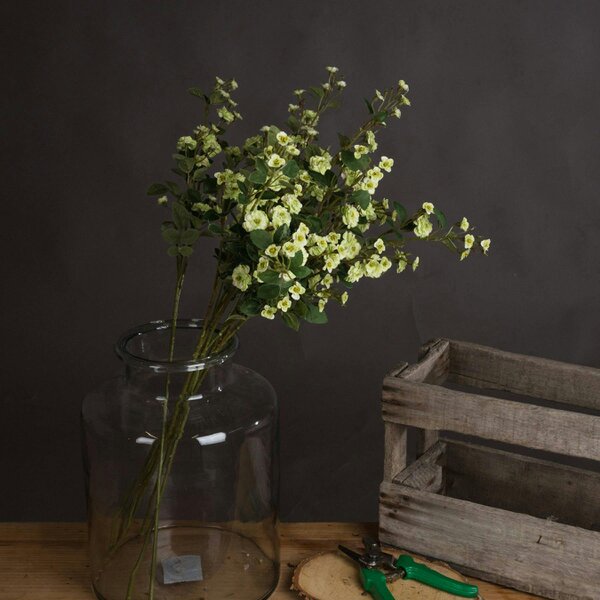 Wyld Haus Set of 3 Artificial Flowers Green Wild Meadow Rose Stems