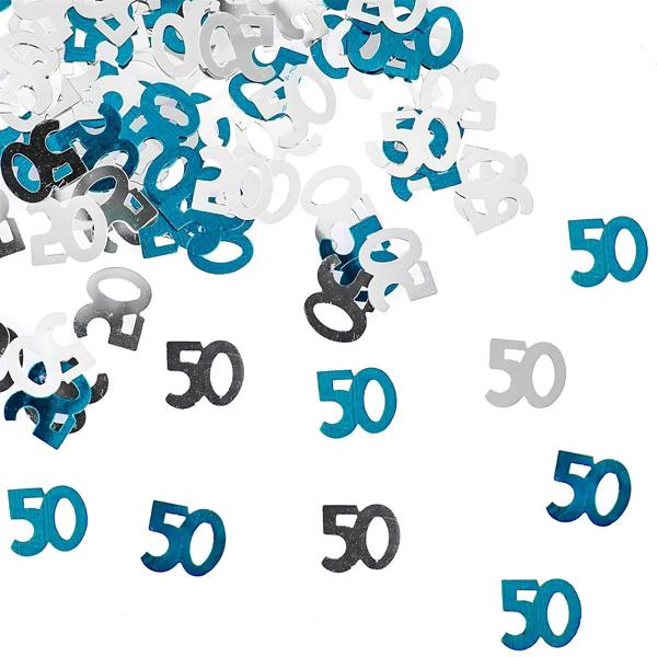 Blue & Silver Metallic Confetti Pack for 50th Birthday Table Decoration image 4