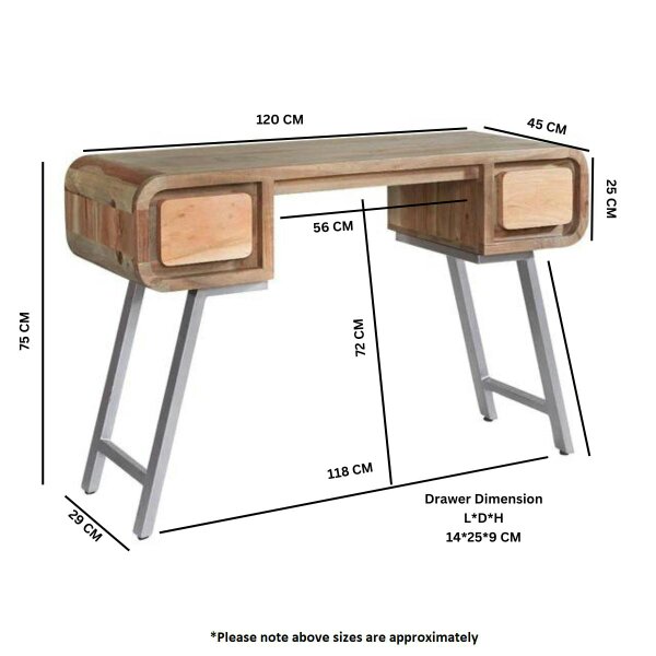 Wyld Haus Los Angeles Reclaimed Wood and Metal Desk 2 Drawers