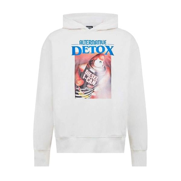 Diesel Unisex Adult Graphic Print Regular Hoodie - White - 