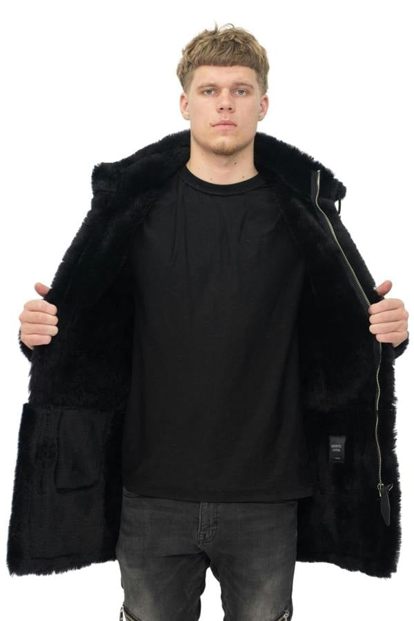Infinity Leather Mens Winter Sheepskin Hooded Duffle Coat-Isleworth