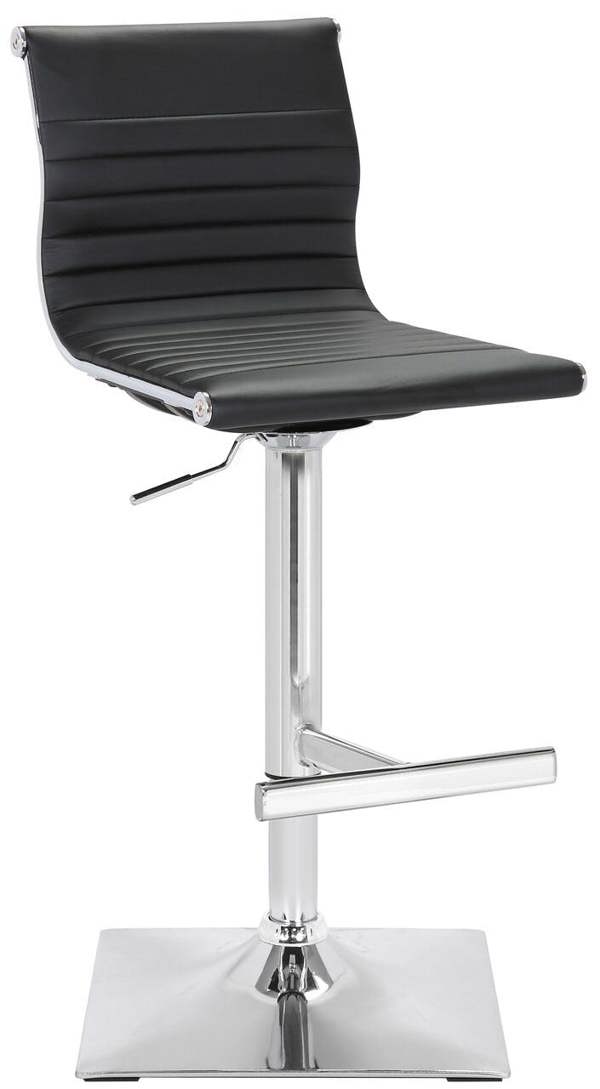 Lamboro Rovigo Breakfast Bar Stool, Chrome Footrest, Height Adjustable Swivel Gas Lift, Home Bar & Kitchen Faux-Leather Barstool, Black