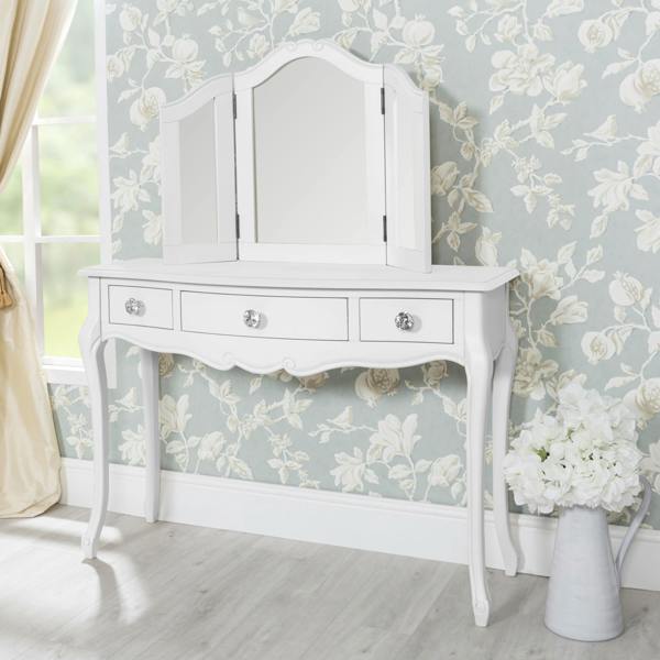 Statement Furniture Juliette French Dressing Table with Drawers and Crystal Handles