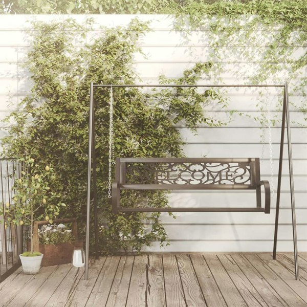 Berkfield Garden Swing Bench 125 cm Steel and Plastic Black