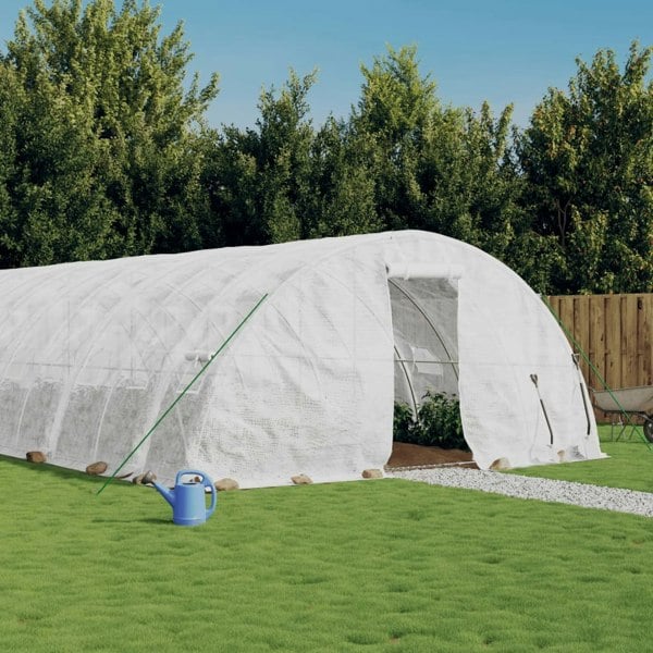 Berkfield Greenhouse with Steel Frame White 60 m�__ 12x5x2.3 m