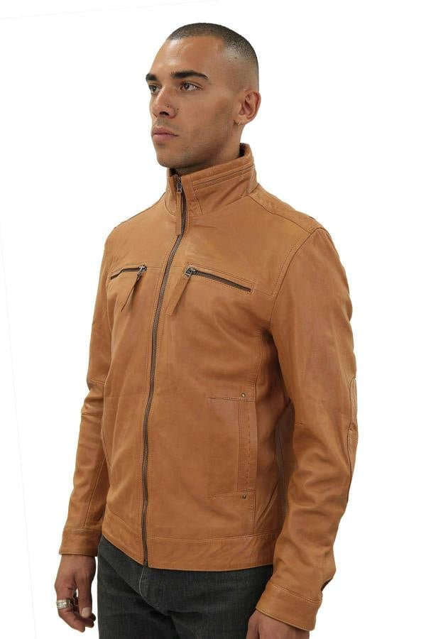 Infinity Leather Mens Classic Leather Biker Jacket-Caracas