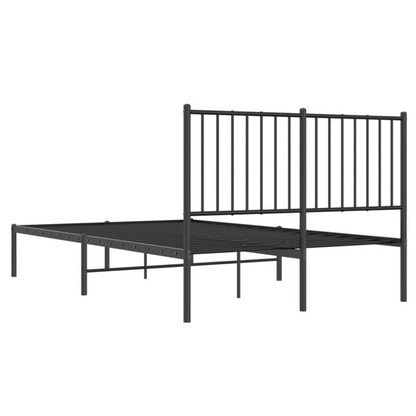Berkfield Metal Bed Frame with Headboard Black 120x190 cm 4FT Small Double