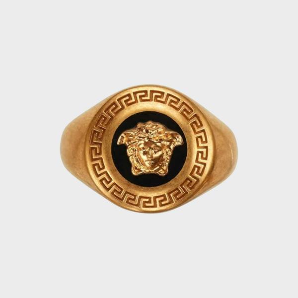 Versace Medusa Enamel Signet Ring Gold
