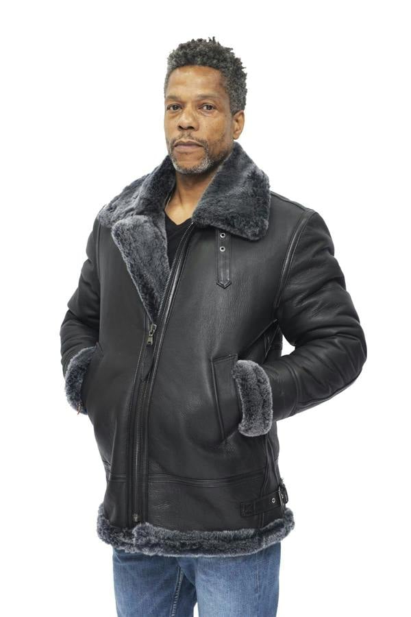 Infinity Leather Mens B3 Aviator Flying Sheepskin Jacket-Alhambra