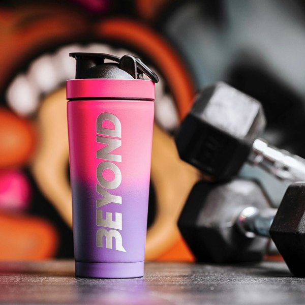 Beyond Shakers 1 Litre Stainless Steel Protein Shaker Bottle - Pink & Purple