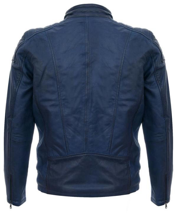 Infinity Leather Mens Leather Vintage Quilted Racing Zipped Biker Jacket