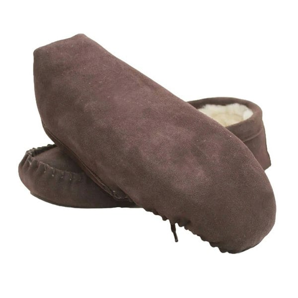 Eastern Counties Leather Unisex Adult Sheepskin Lined Hard Sole Moccasins - Dark Brown