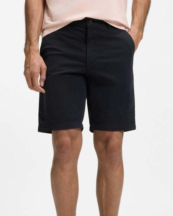 BOSS Orange Mens Slim Fit Chino Shorts in Stretch Cotton Twill - Dark Blue 404 | CHO | Designer Mens Shorts