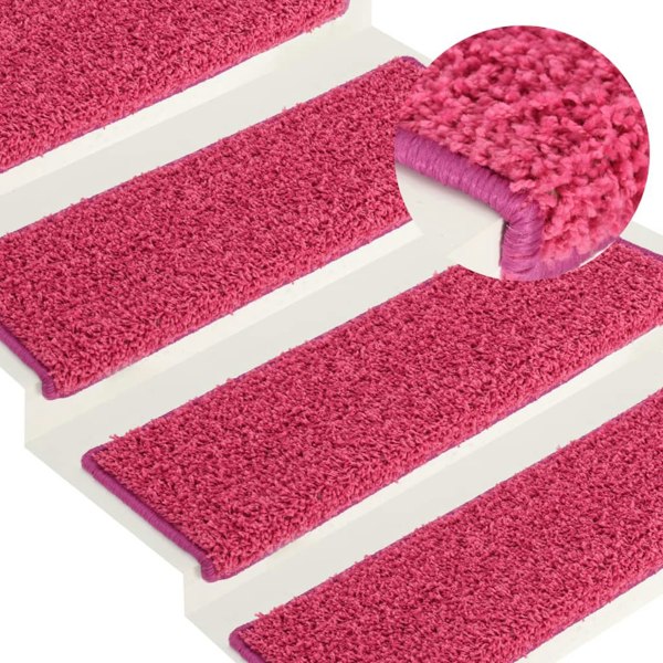 Berkfield Carpet Stair Treads 15 pcs 65x21x4 cm Pink