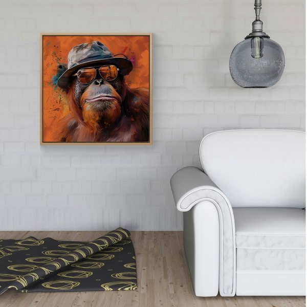 Warren Reed Orangutan In Glasses Framed Canvas