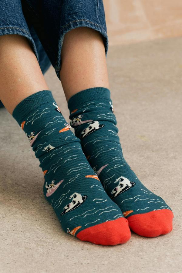 Lily & Me Bowie The Surf Dog Bamboo Socks And Decoration Giftbox