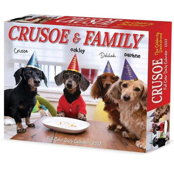 Crusoe The Dachshund & Family Desk Calendar 2027, Desk Calendars, Day To View, Dogs, Gift