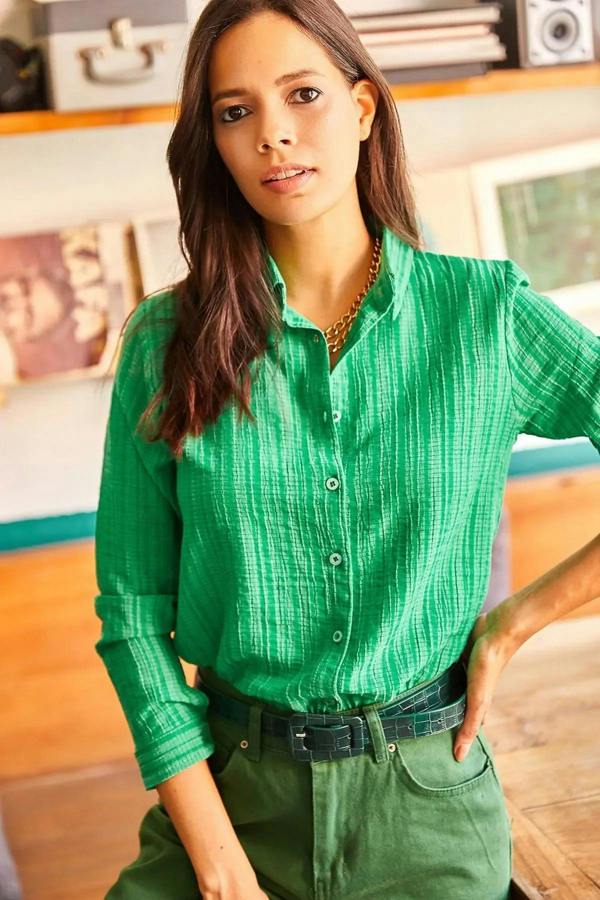 Hoxton Gal Jacquard Textured Woven Shirt