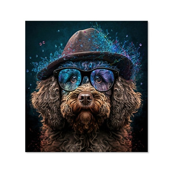 Warren Reed - Designer Labradoodle Dog With Glasses Splashart Kitchen Splashback