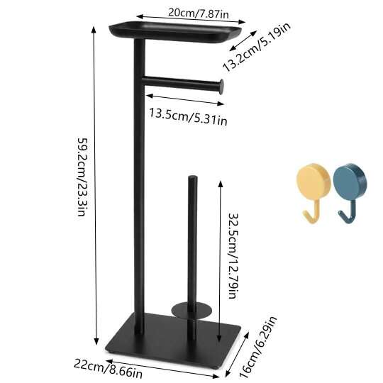 Havendro Toilet Paper Holder With Top Shelf Freestanding Black Weighted Base