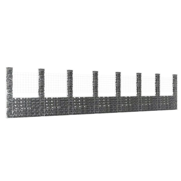 Berkfield U-shape Gabion Basket with 8 Posts Iron 860x20x200 cm