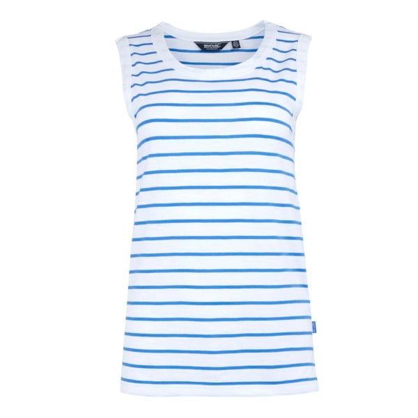 Regatta Womens Fariah Striped Sleeveless T-Shirt - White/Sonic Blue