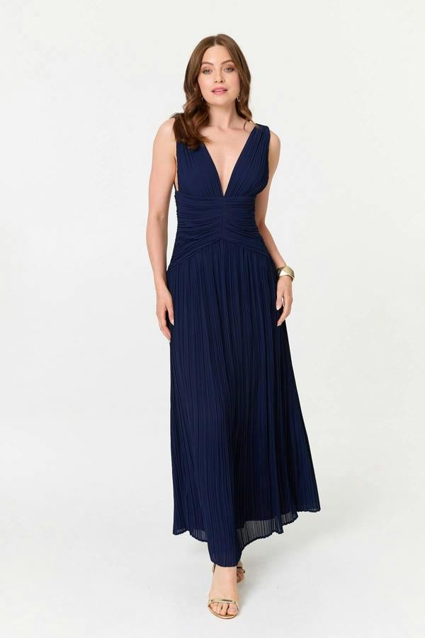 Navy | Abstract Relaxed 3/4 Sleeve Maxi Dress