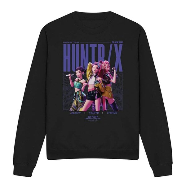 K-Pop Demon Hunters Unisex Adult Huntrix Honmoon World Tour Poster Sweatshirt - Black