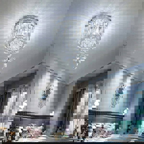 Modern Round Crystal Ceiling Light with Crystal Pendant Living and Home 
