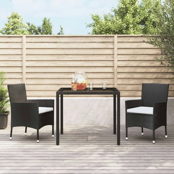 Berkfield Garden Chairs with Cushions 2 pcs Black Poly Rattan