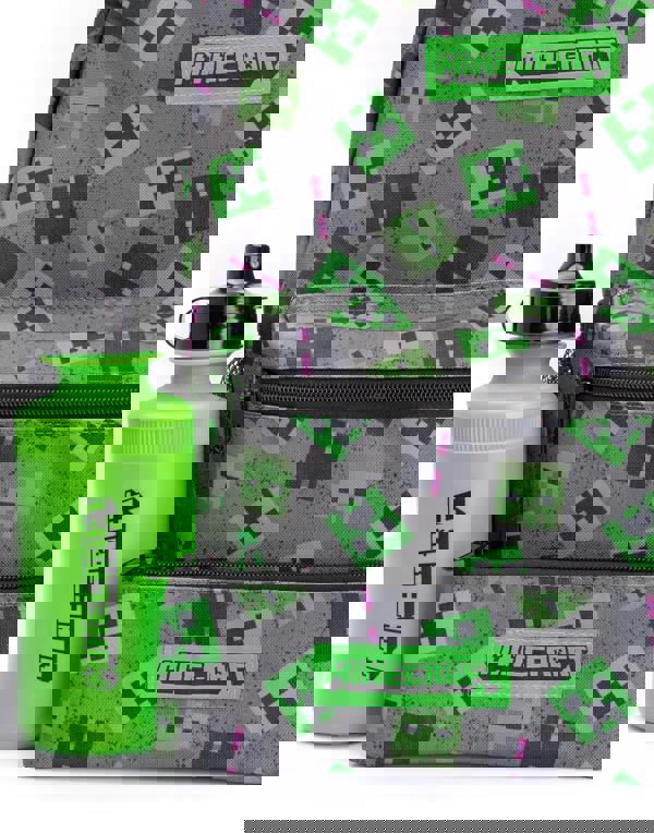 Minecraft Boys Grey Creeper 4 Piece Backpack Set (One Size)