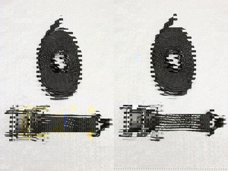 x1 Black 25MM 2M 1.5 Ton Ratchet Strap - 1500KG Metre Tie Down Lashing Claw J Hook